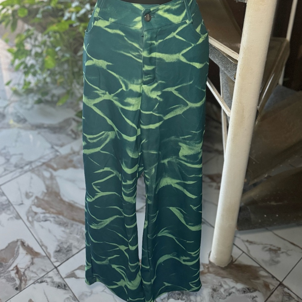 Green Patterned Women's Pants